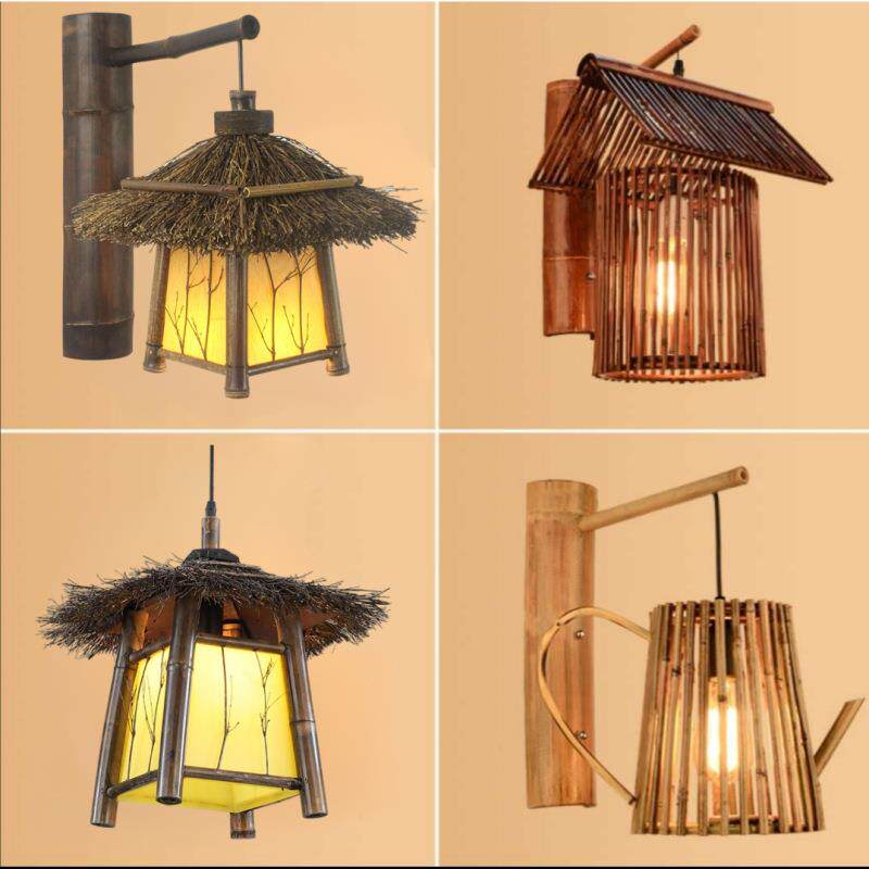 复古竹壁灯餐厅火锅店茶室创意民宿花园竹艺吊灯