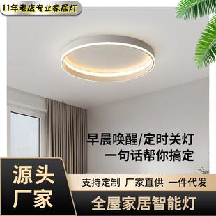 跨境主卧吸顶灯卧室灯极简房间灯双层线创意高亮LED书房次卧吸顶