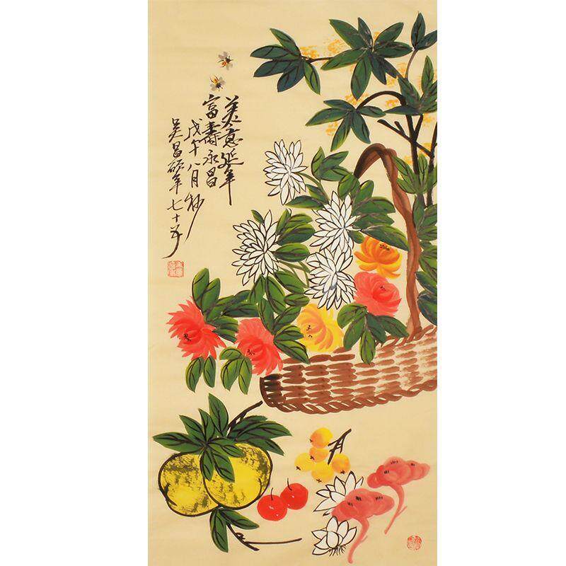 名家吴昌硕纯手绘花鸟装饰画国画水墨画办公室画牡丹画壁画山水画