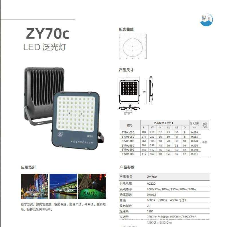 上海世纪亚明ZY70CLED-50W100W150W200W300W高亮投光灯亚字牌补光