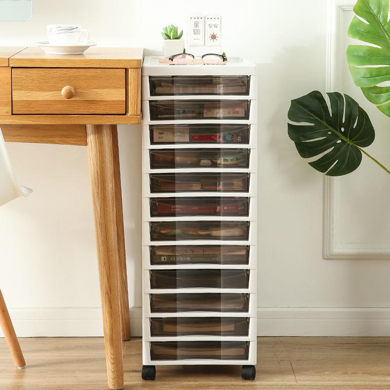 收纳柜子抽屉式可移动带轮文件储物柜夹缝美甲置物桌下化妆台奥跃