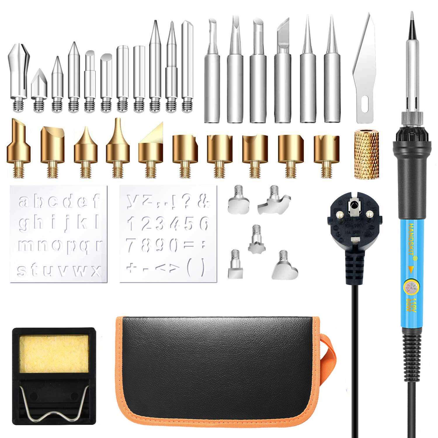 37件雕刻烙铁套装烫画烫葫芦工具组合套件烙画焊接二用110V 220V