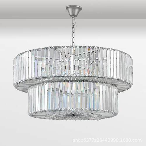后现代简约客厅吊灯 设计师奢华圆形样板房玻璃棒造型双层led吊灯