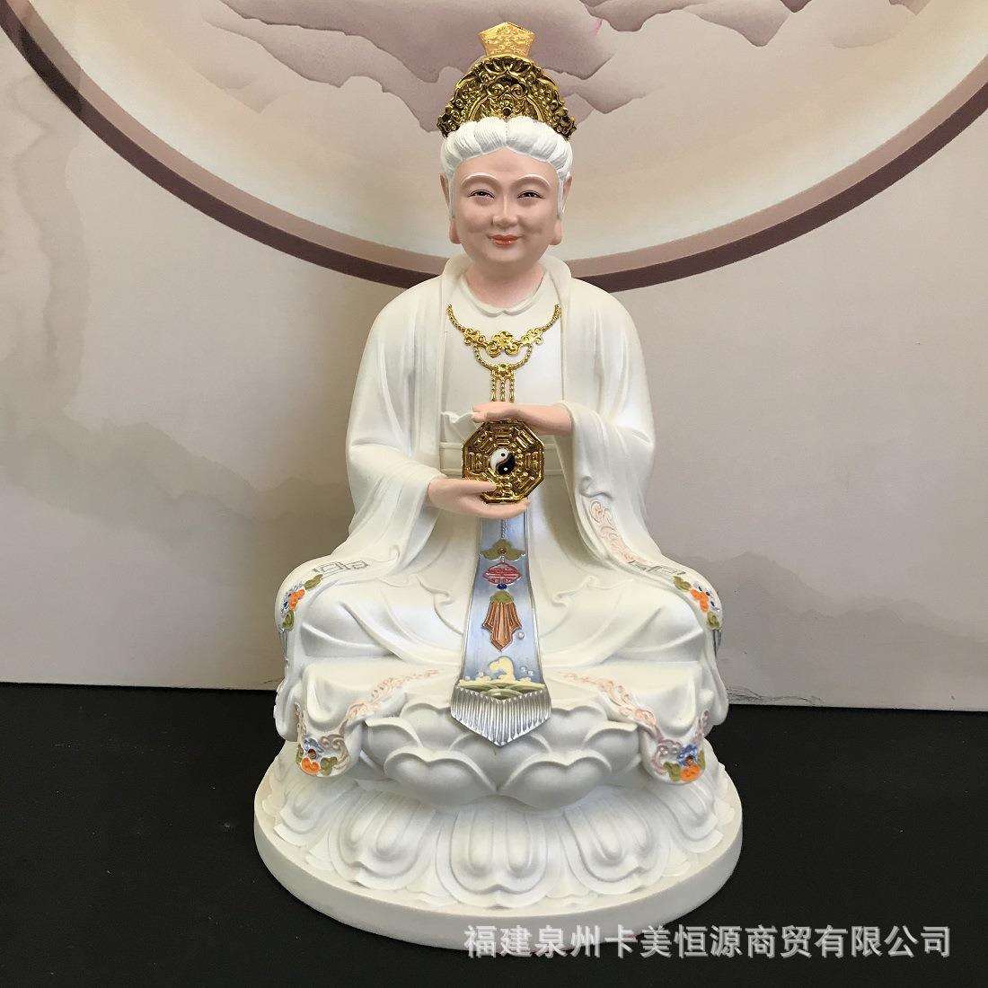 彩绘无生老母像体家用客厅招财无极老母骊山老母神像桌面摆件