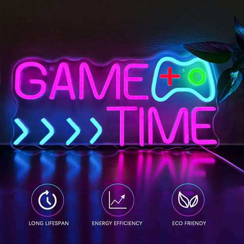 跨境亚马逊LED霓虹灯GAME TIME霓虹灯游戏室男孩卧室客厅墙面装饰