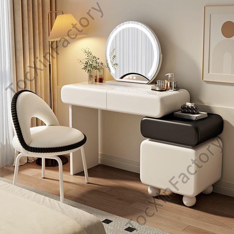 LCP2新款岩板奶油风家居梳妆台斗柜一体出租房间轻奢卧室