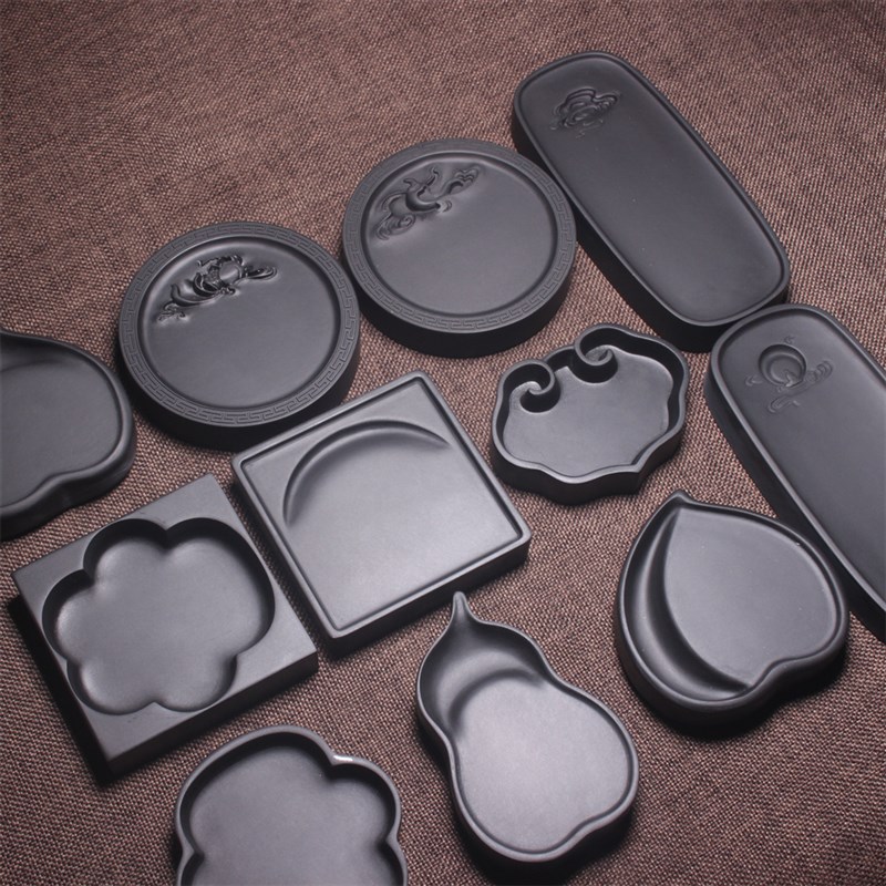 歙砚小楷磨墨砚台石把玩掌中x宝黑龙尾精品初学实用研磨倒墨汁镇