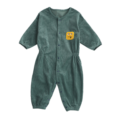 宝宝连体罩衣婴幼儿防水纯棉透气防脏爬行K服灯芯绒儿童全身套棉