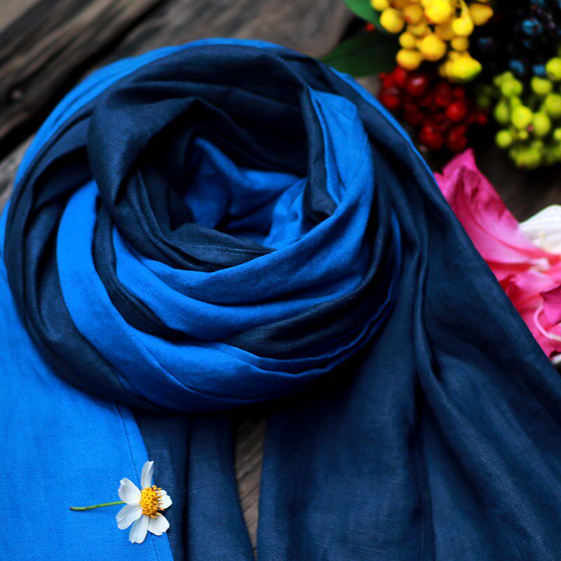 赫轩原著民族风文艺复古拼色围巾2023K秋冬新款女式休闲亚麻围脖