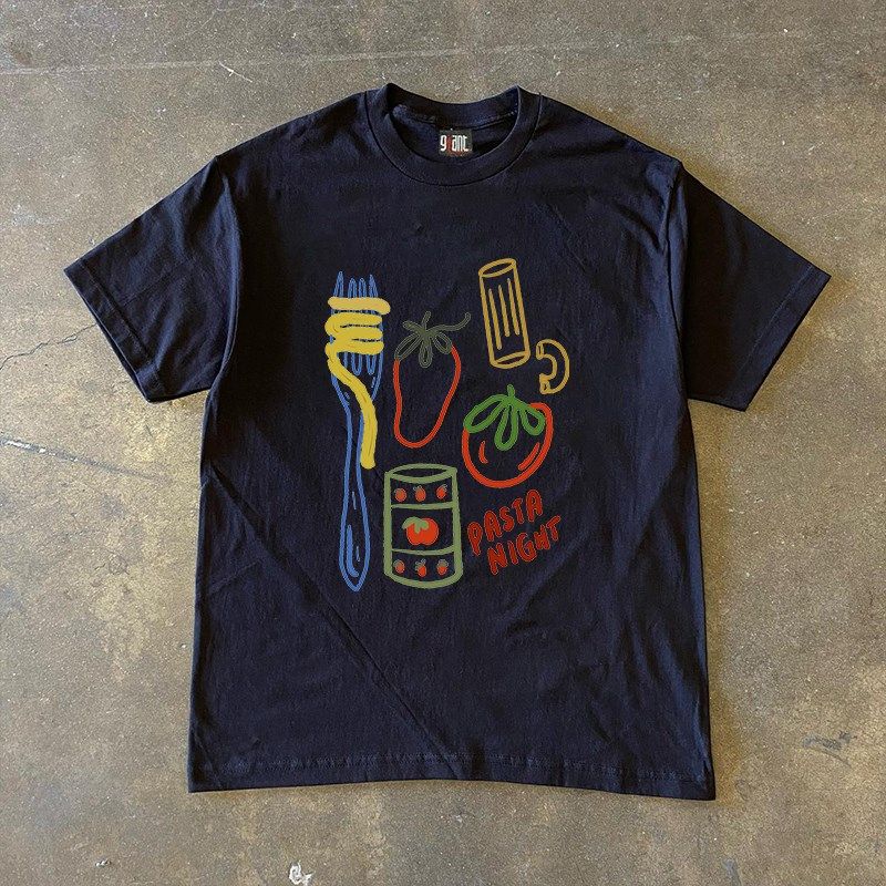 7vn7vn7vn 重磅不s透 吃意大利面小众学生情侣款百搭设计感短袖T