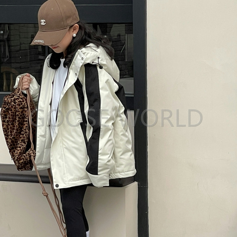 女童冲锋衣外套冬装羽绒q服2023新款男中大童防水防风撞色连帽夹