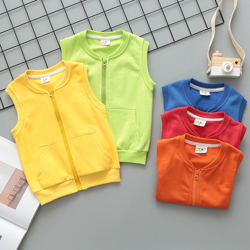 儿童马甲春秋薄款外穿男女小孩纯棉C背心幼儿园活动班服定制印log