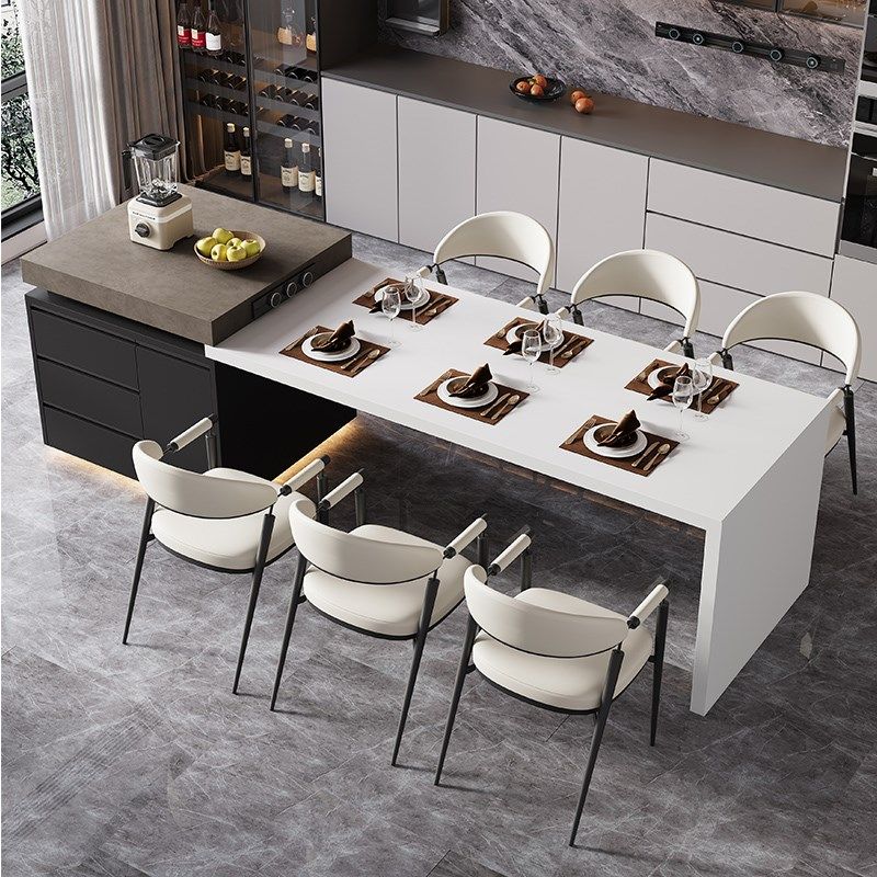 定制岛台餐桌一体可伸p缩岩板中导台厨房带电磁炉水槽小户型奶油,住宅家具,岛台餐桌,淘宝优惠券,粉丝福利购,淘宝优惠卷