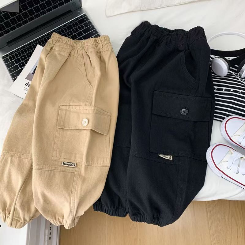 男童工装裤春秋款裤子202t4新款儿童洋气韩版宽松束脚裤潮酷休闲