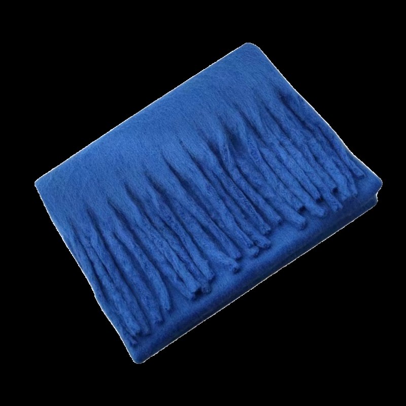 氛围感马海毛g大围巾女冬季2023新款韩版百搭防寒保暖围脖蓝色加