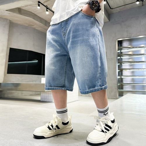 男童牛仔短裤夏季薄款中大童新款夏D装男孩天丝中裤儿童帅气裤子