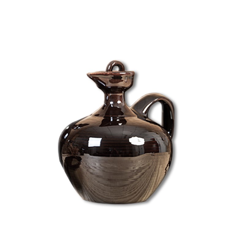 空酒瓶黑色螺纹酒壶土陶瓷小酒坛子1/2/3/5L/10斤装家用密封密封