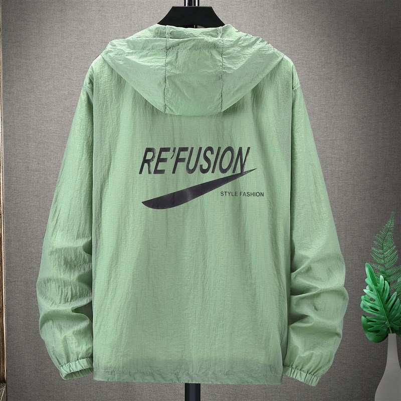 10XL时尚防晒衣男2021v新款皮肤衣透气户外轻薄骑行服夏季加肥加