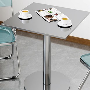 金顺成不锈钢工业风桌子奶茶店餐桌咖啡厅小圆桌商用金属长方桌