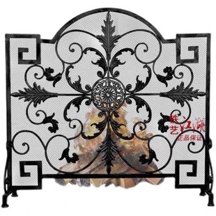 铁新款 雕花镂空屏风隔断座屏带网防火防烫壁炉围栏 铁艺街美欧式