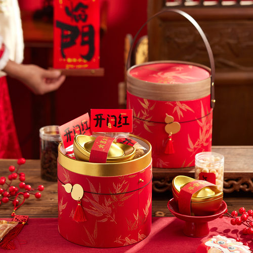 2026新年春节年货礼盒高端手提盒空盒马年高级感国风新年抱抱桶