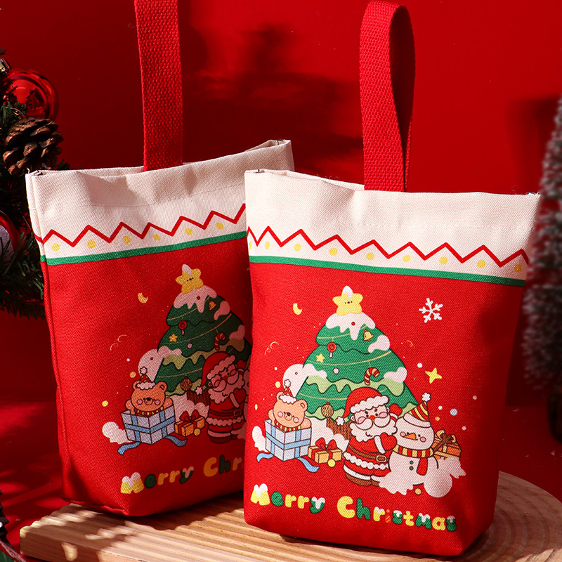 圣诞伴手礼手提袋平安夜苹果糖果手拎礼物袋创意圣诞节帆布礼品袋