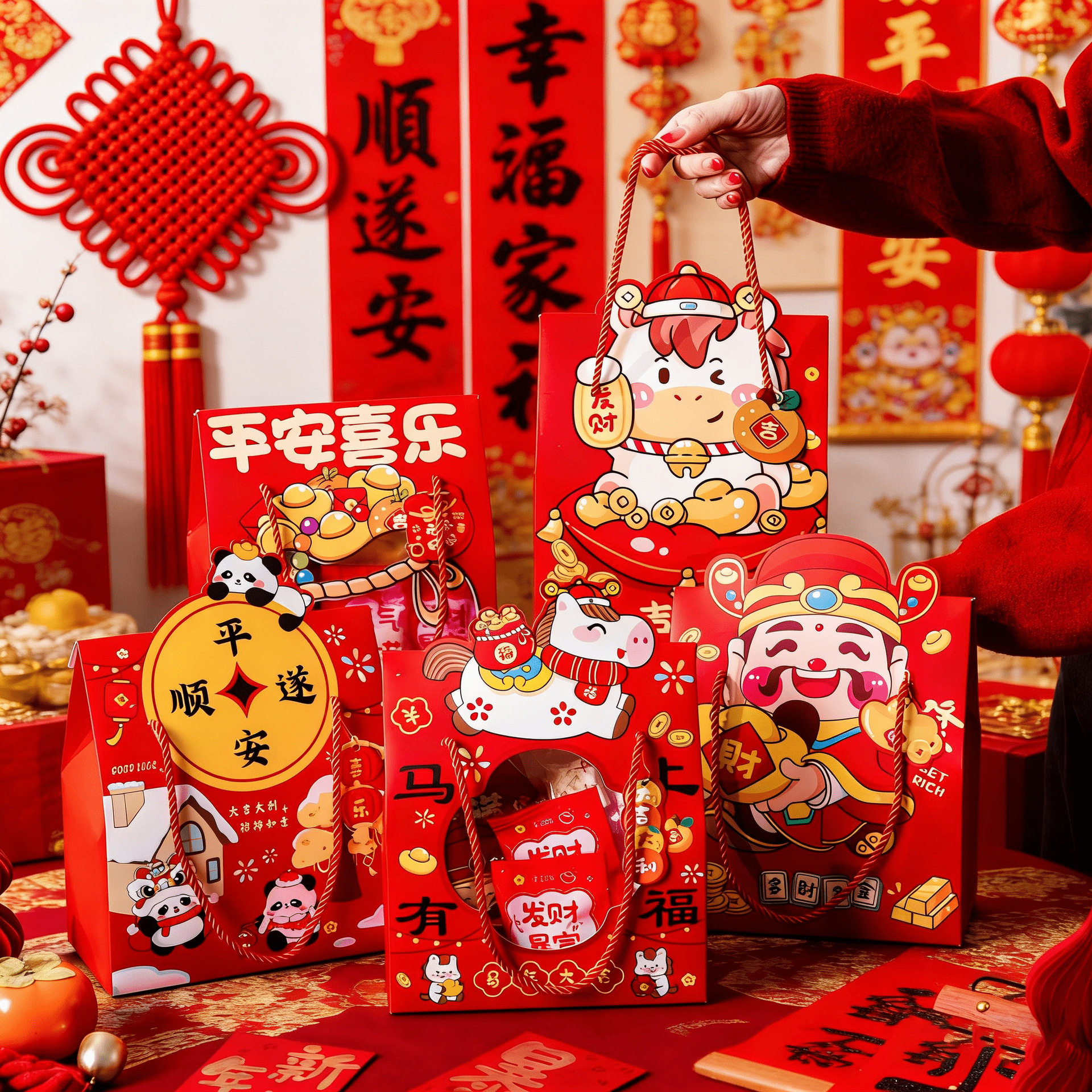 2026马年新年福袋手提礼盒春节过年礼物零食大礼包中式礼品包装盒,节庆用品/礼品,春节礼盒,淘宝优惠券,粉丝福利购,淘宝优惠卷