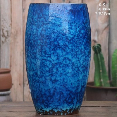 高直筒大花盆透气粗陶多肉花盆大号九尾狐悬崖庭院陶罐鱼尾盆简约