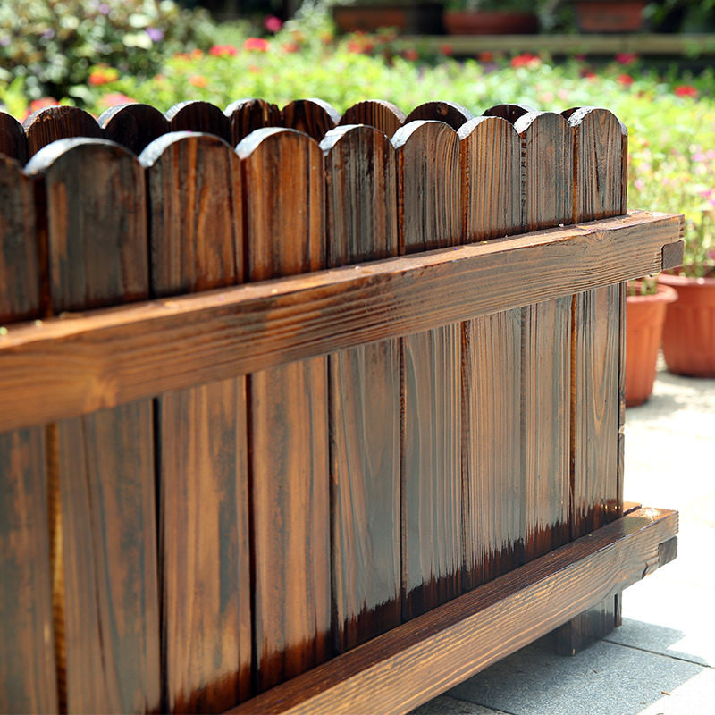 碳化防腐木花箱户外阳台种植花箱木制花桶园艺花盆长方形大号花槽