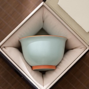 天青汝窑主人杯茶杯高档品茗杯单个陶瓷开片可养个人专用茶具茶盏