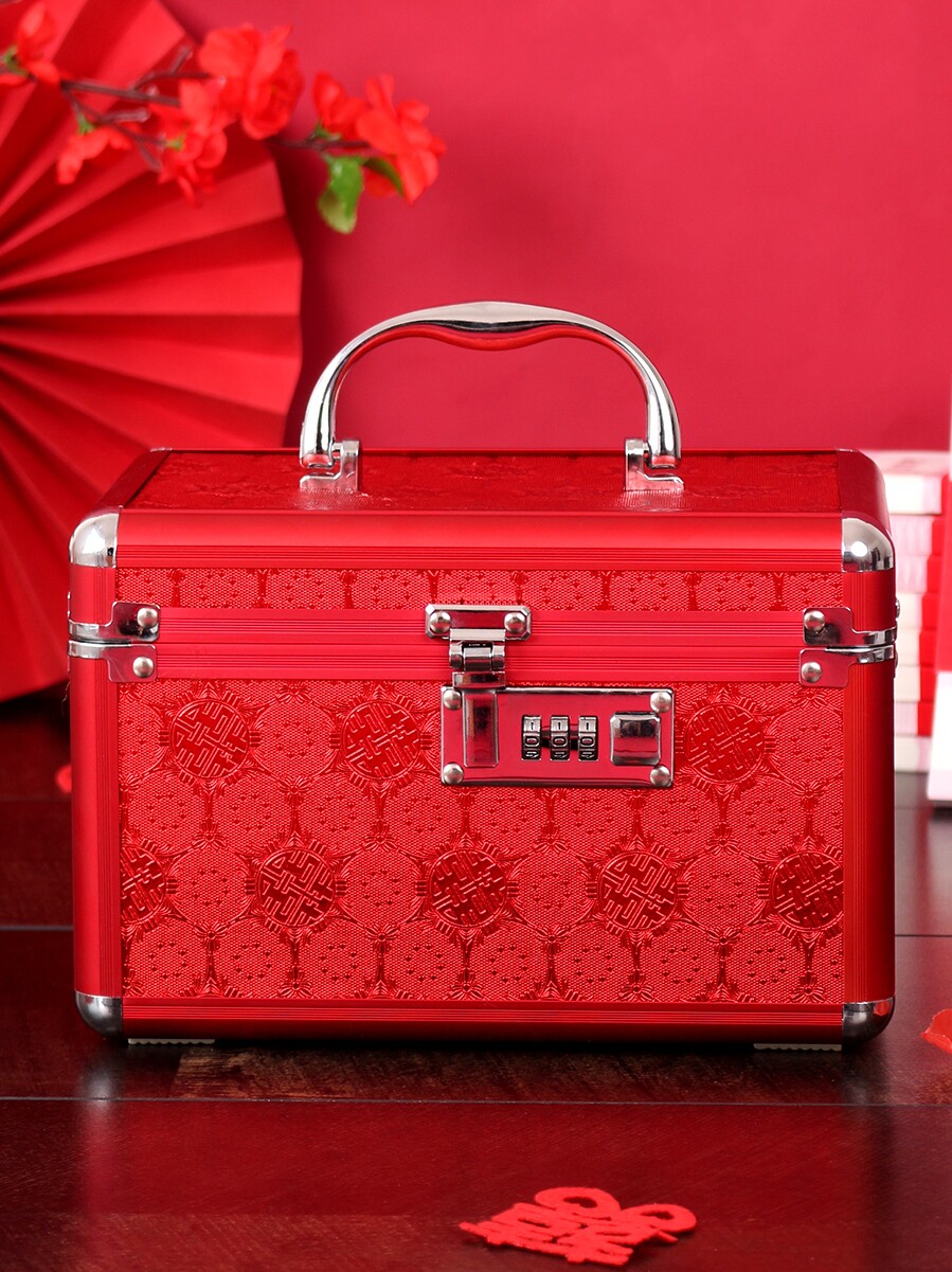批发礼金箱密码箱红色结婚首饰盒新款新娘嫁妆彩礼收纳盒聘金盒子