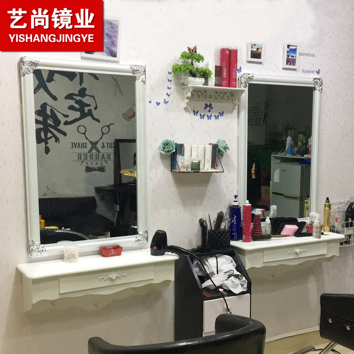 欧式复古简约发廊壁挂梳妆镜
