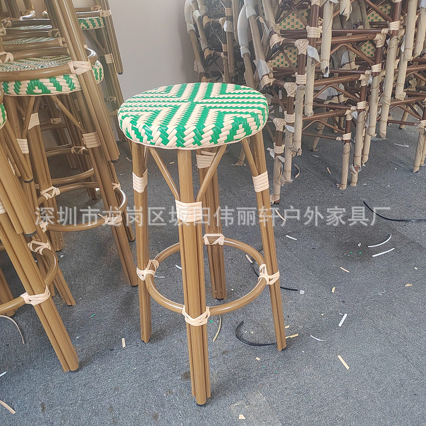 美式复古金属编藤吧台椅可定制