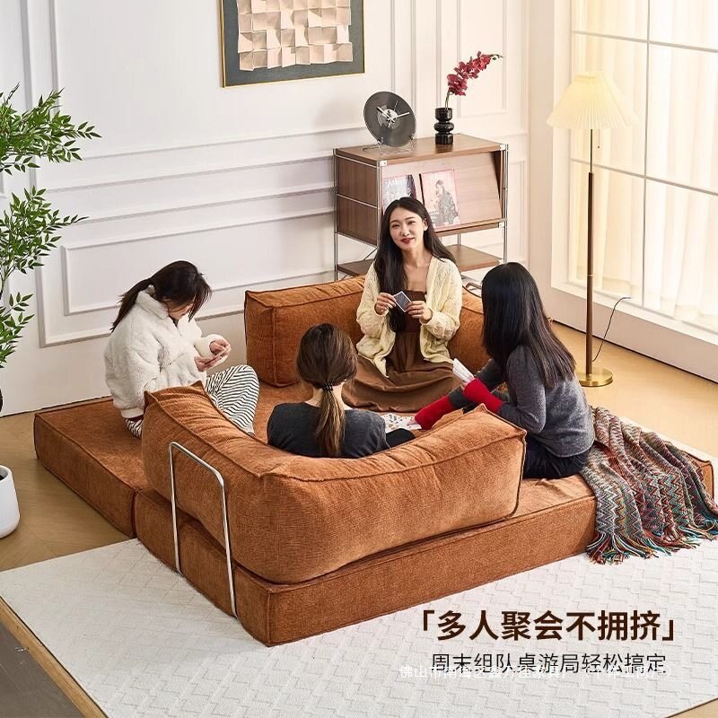 小户型布艺折叠躺沙发床
