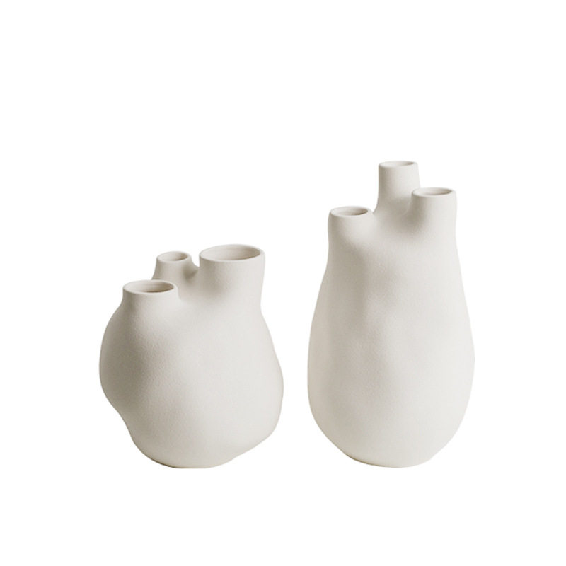 简约现代珍珠白陶瓷梨型花瓶居家工艺品样板间玄关软装插花器摆件