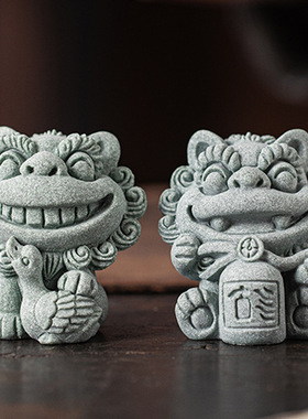 国潮风青砂石风狮爷文房镇纸摆件创意家居客厅办公室桌面解压装饰