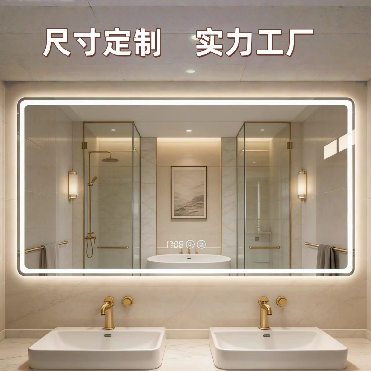现货智能带灯浴室镜破碎包赔