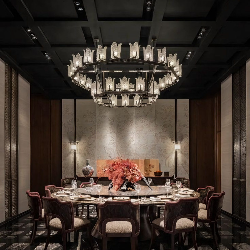 设计师新轻奢酒店高档包房中式包厢餐饮射灯吊灯西餐厅间客厅灯具