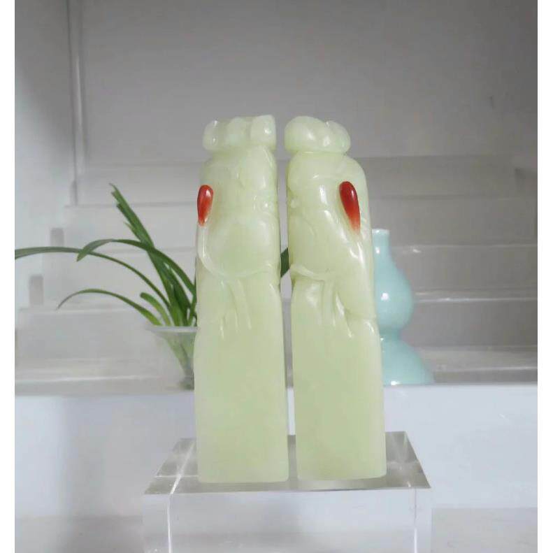 云南白芙蓉石灯光冻对章2.5*2.5*11CM印章石料章料金石篆刻寿山
