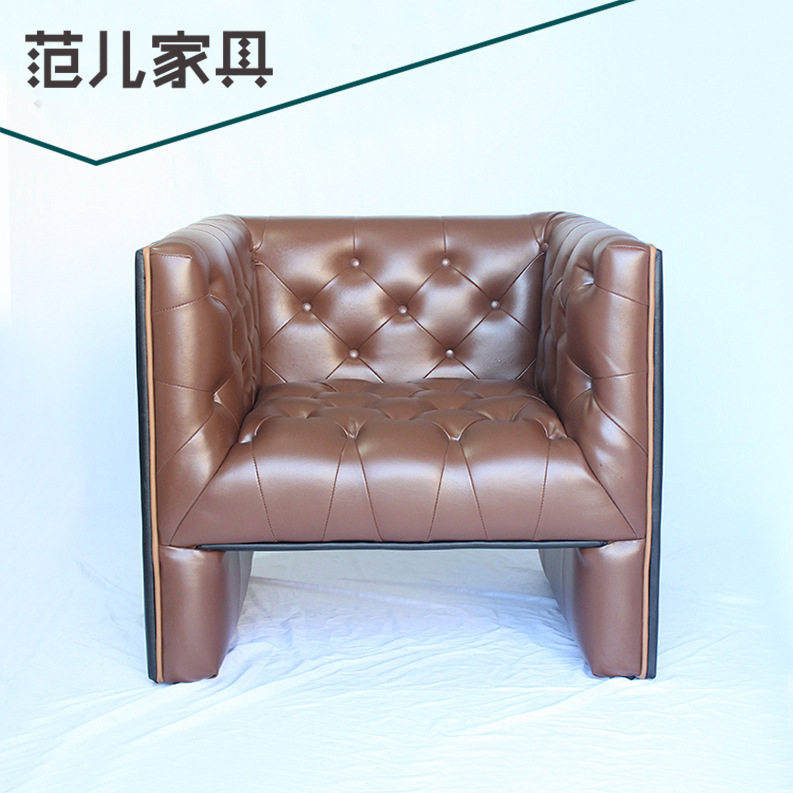 北欧轻奢设计师皮艺沙发组合