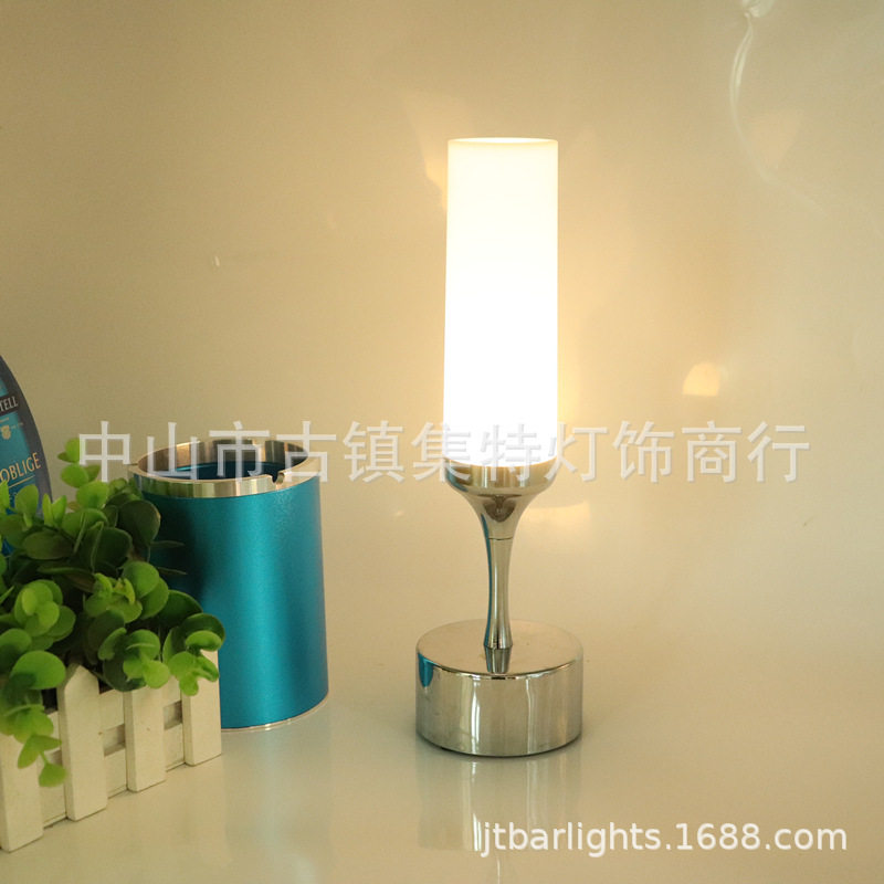 酒吧充电led香槟杯吧台灯 LED餐厅灯酒杯蜡烛灯 金属防摔七彩小夜