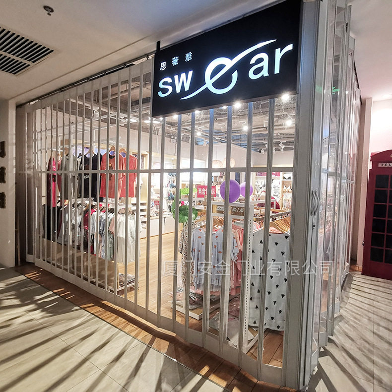 批发铝合金折叠水晶门 机场推拉式洗车工位隔断门 商场服装侧卷门