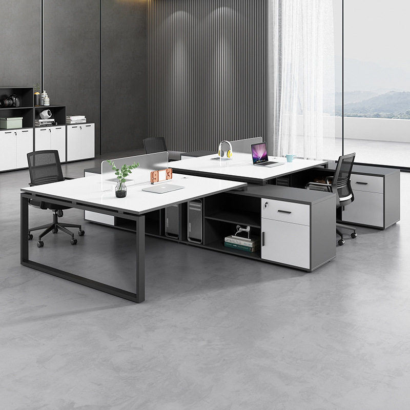 职员办公桌椅组合简约现代2/4/6人位办公室财务员工电脑桌带侧柜