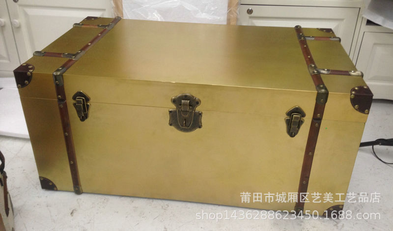 复古工业风铝皮茶几带箱收纳