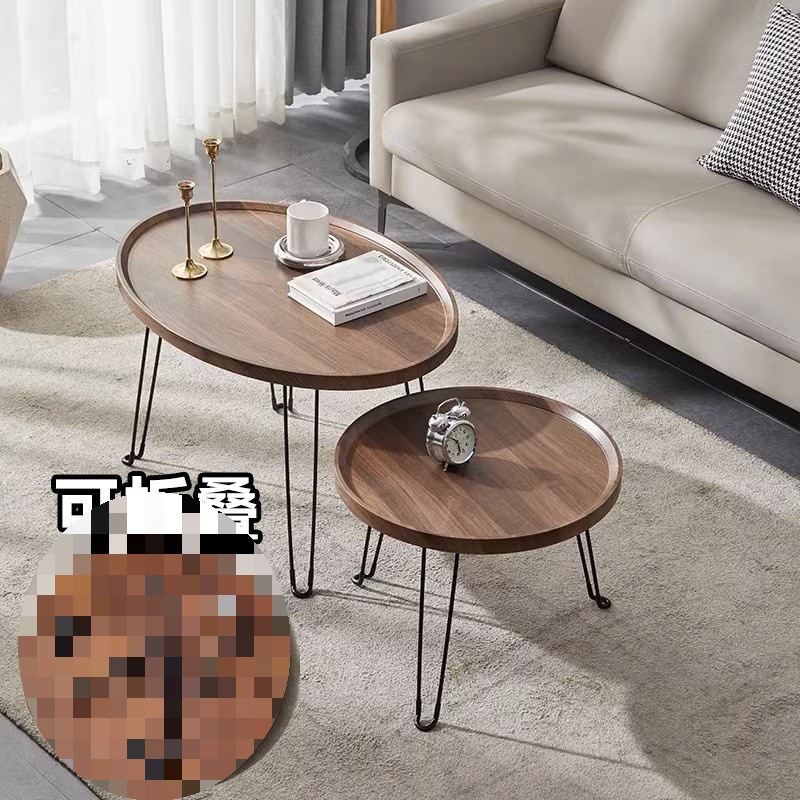 r^折叠小茶几轻奢家用客厅小户型圆形组合简约现代飘窗阳台茶桌子