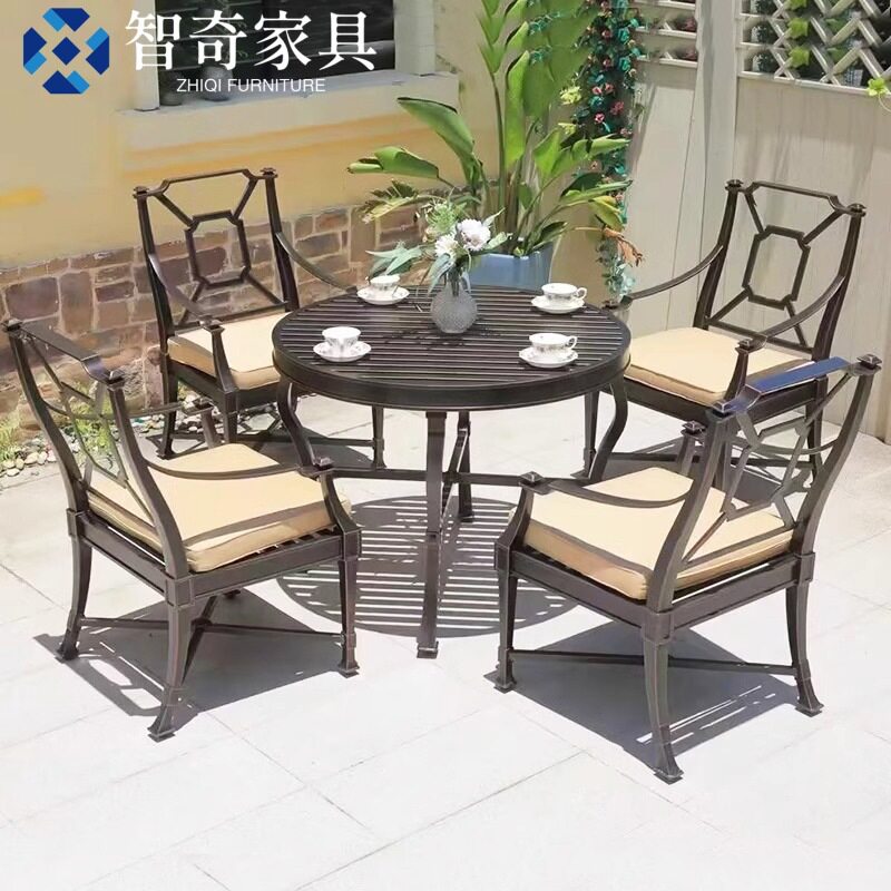 户外铸铝桌椅庭院花园室外露天阳台休闲沙发金属桌椅组合欧式别墅