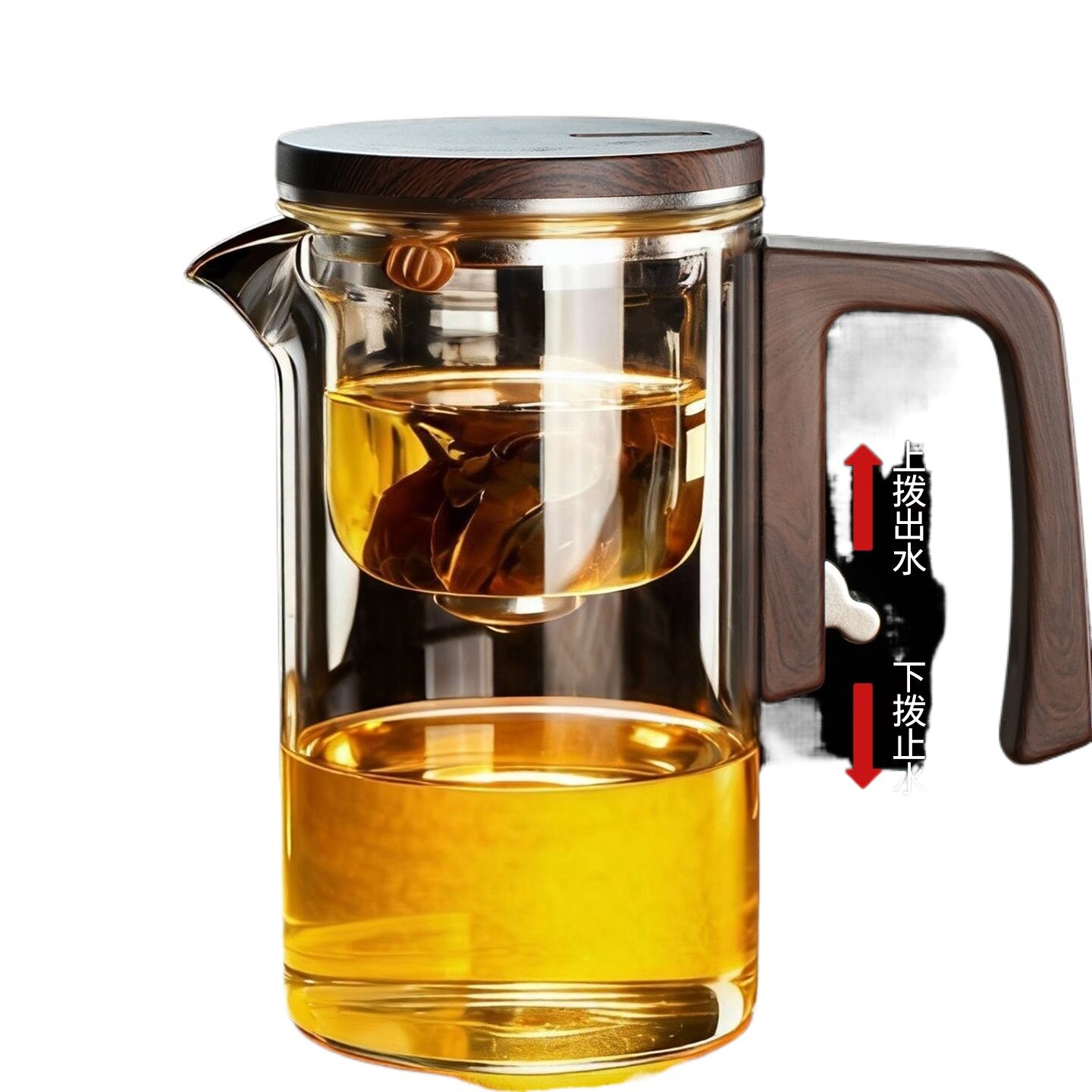 飘逸壶防烫耐高温玻璃茶杯便捷泡茶杯过滤无杆磁吸易清洗茶壶