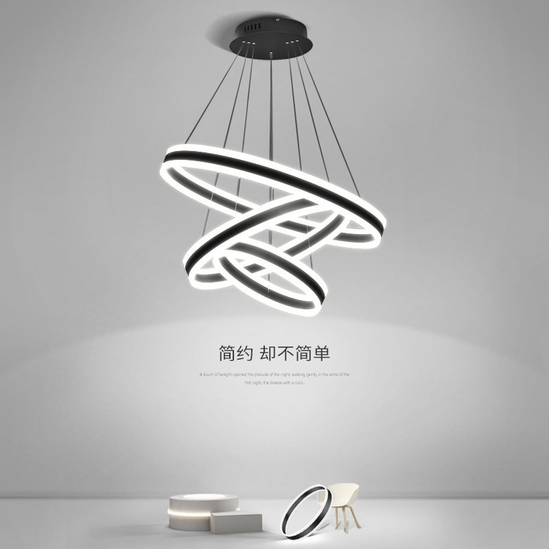 客厅大灯圆环吊灯led现代简约北欧个性创意卧室灯大厅复式楼灯具