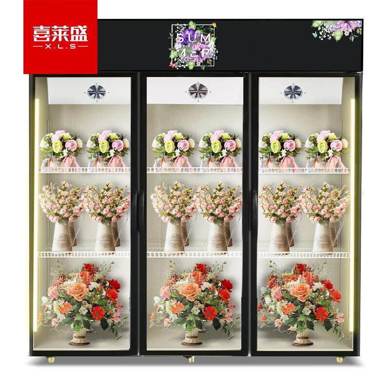 喜莱盛鲜花展示柜商用保鲜柜 花店市场鲜花植物陈列立式冷藏展示