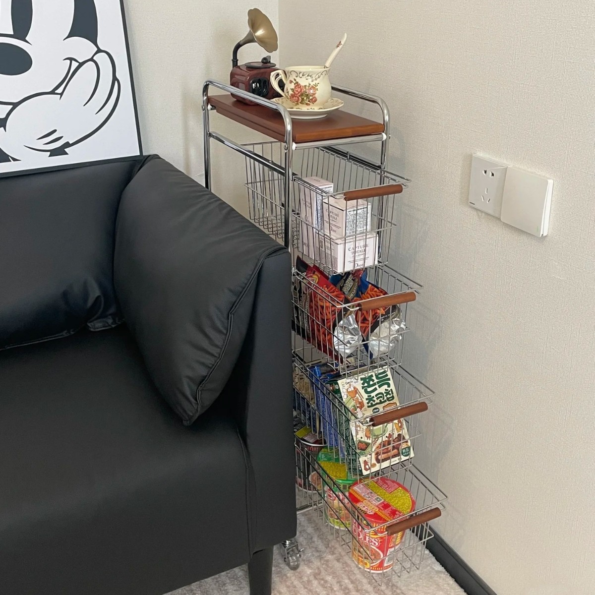 网红窄款小推车家用多功能厨房置物架落地创意夹缝多层玩具收纳架